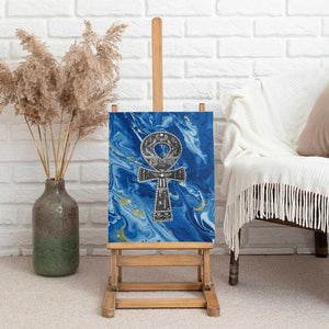 Ankh On Blue Canvas Wall Art Pan African