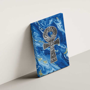 Ankh On Blue Canvas Wall Art Pan African