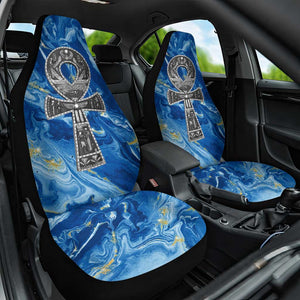 Ankh On Blue Car Seat Cover Pan African