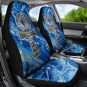 Ankh On Blue Car Seat Cover Pan African