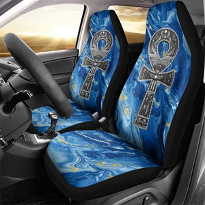 Ankh On Blue Car Seat Cover Pan African