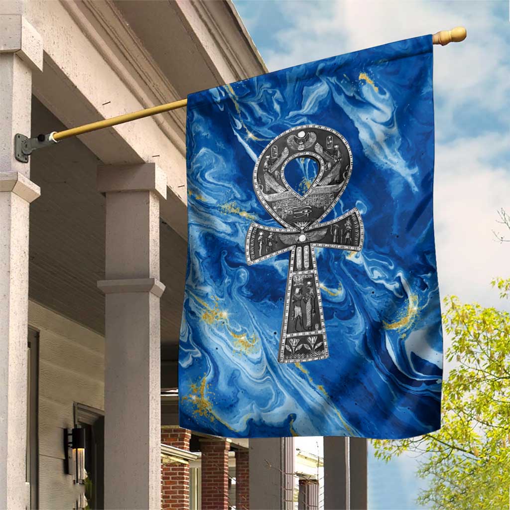 Ankh On Blue Garden Flag Pan African