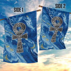 Ankh On Blue Garden Flag Pan African