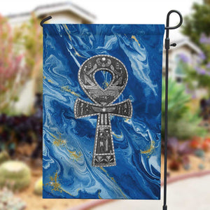 Ankh On Blue Garden Flag Pan African