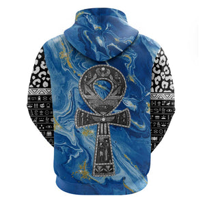 Ankh On Blue Hoodie Pan African