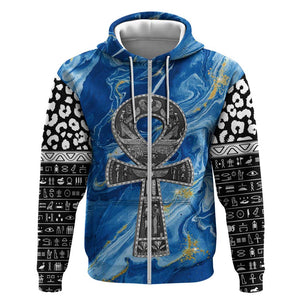 Ankh On Blue Hoodie Pan African