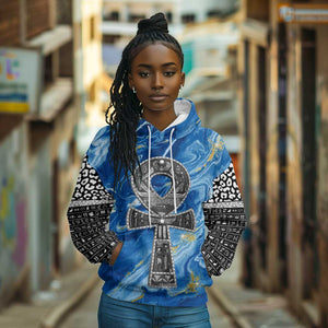 Ankh On Blue Hoodie Pan African