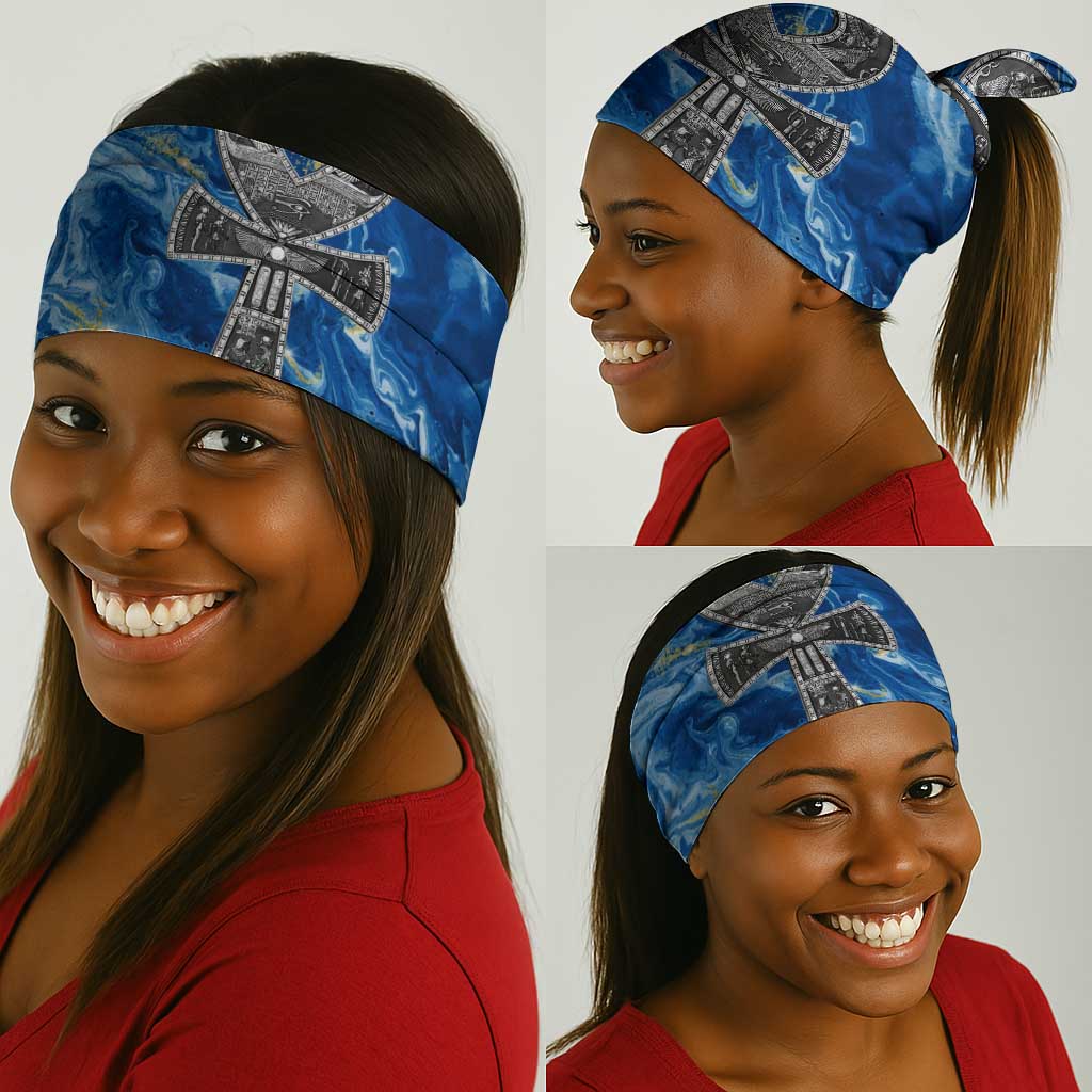 Ankh On Blue Neck Gaiter Pan African DT02