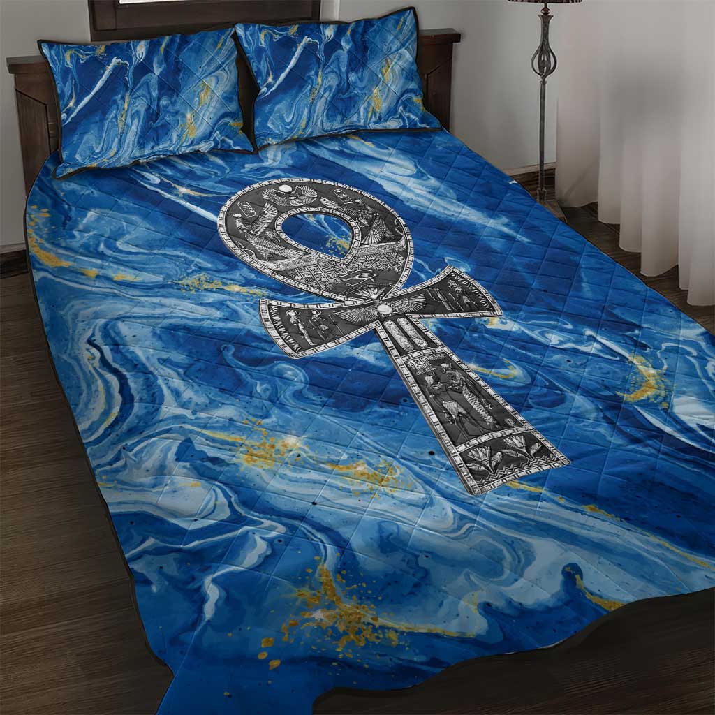 Ankh On Blue Quilt Bed Set Pan African