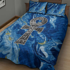 Ankh On Blue Quilt Bed Set Pan African