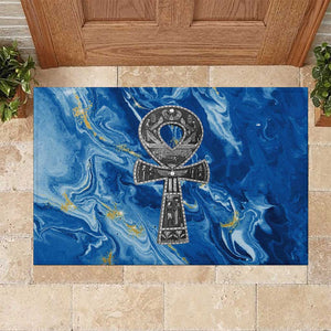 Ankh On Blue Rubber Doormat Pan African