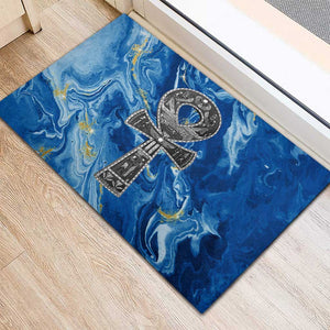 Ankh On Blue Rubber Doormat Pan African