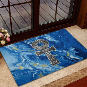 Ankh On Blue Rubber Doormat Pan African