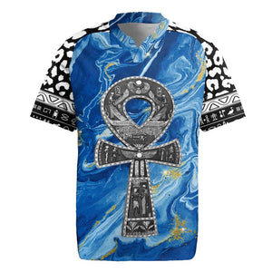 Ankh On Blue Rugby Jersey Pan African