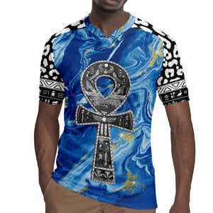 Ankh On Blue Rugby Jersey Pan African