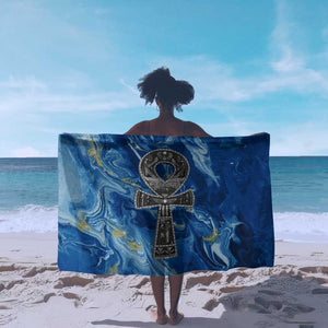 Ankh On Blue Sarong Pan African