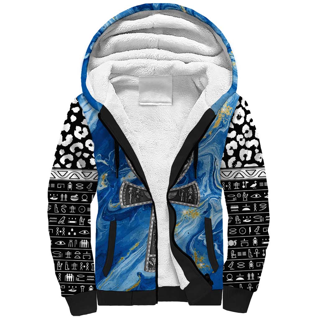 Ankh On Blue Sherpa Hoodie Pan African