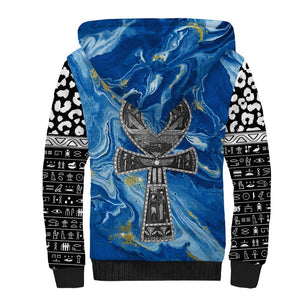 Ankh On Blue Sherpa Hoodie Pan African