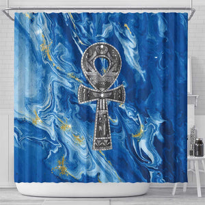 Ankh On Blue Shower Curtain Pan African