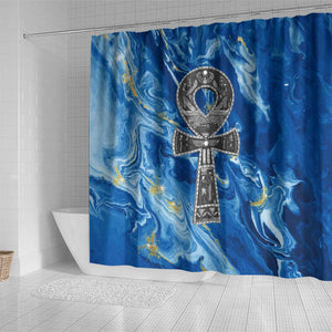 Ankh On Blue Shower Curtain Pan African