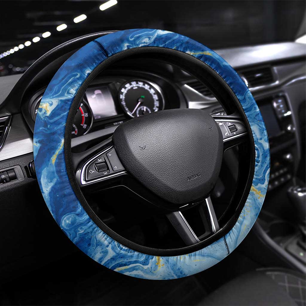 Ankh On Blue Steering Wheel Cover Pan African