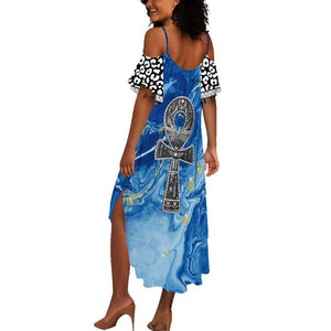 Ankh On Blue Summer Maxi Dress Pan African