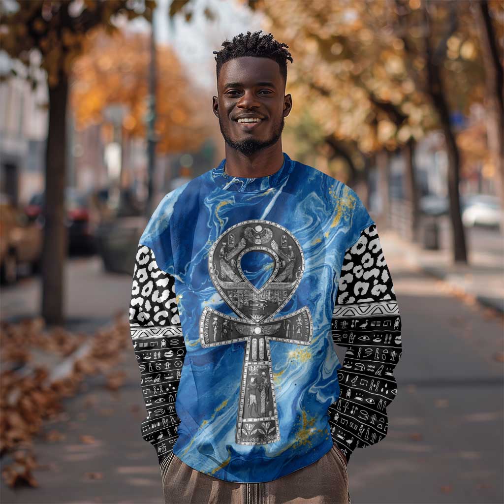 Ankh On Blue Sweatshirt Pan African