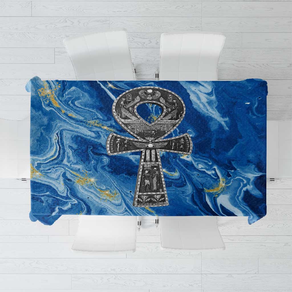 Ankh On Blue Tablecloth Pan African