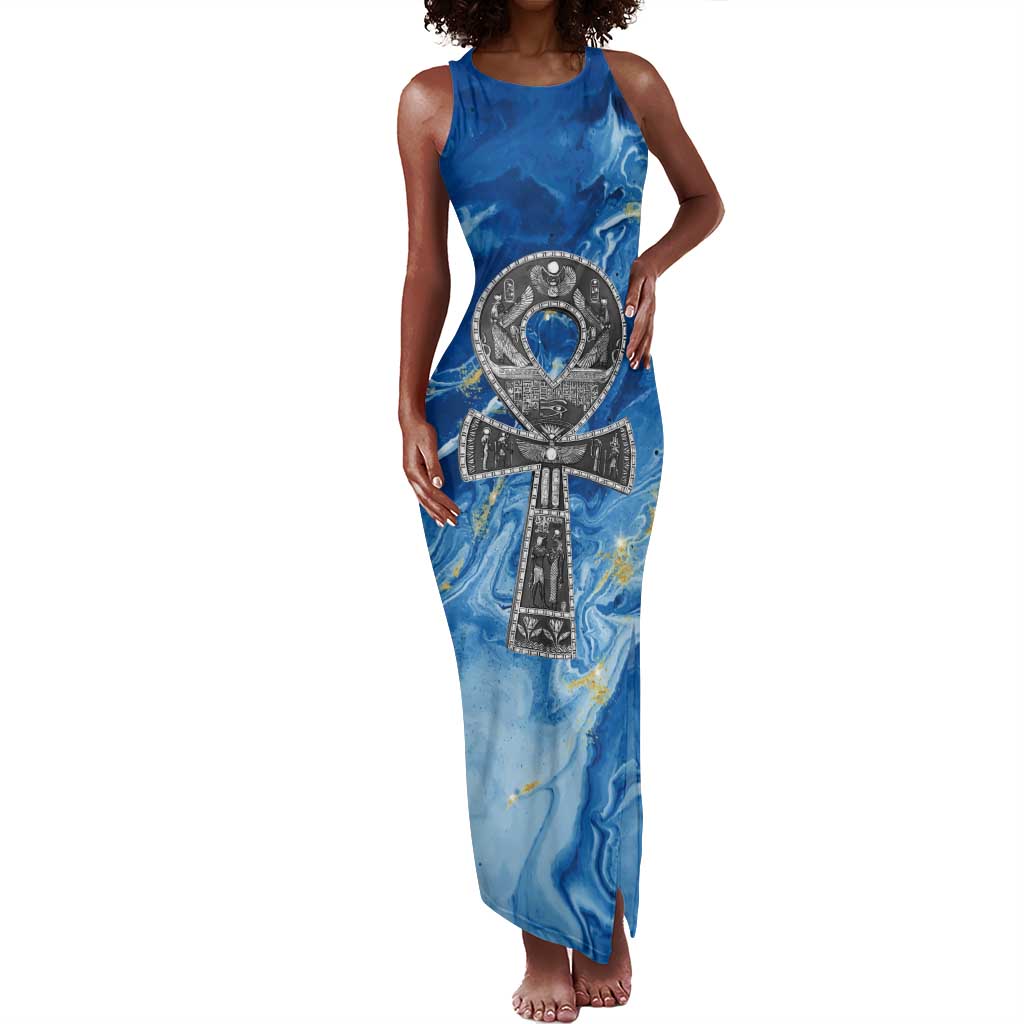 Ankh On Blue Tank Maxi Dress Pan African