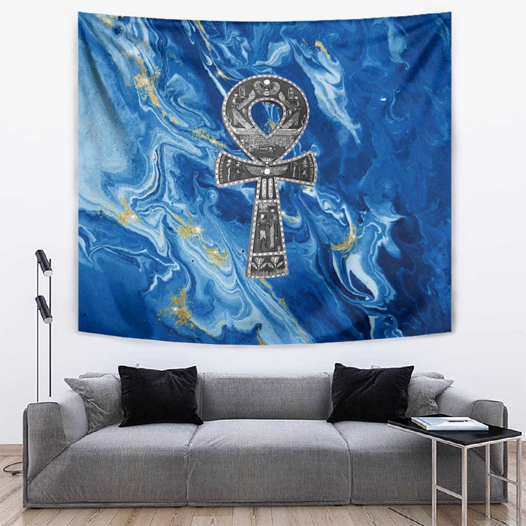 Ankh On Blue Tapestry Pan African