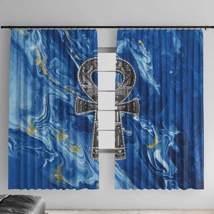 Ankh On Blue Window Curtain Pan African