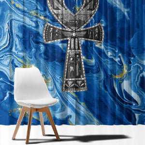 Ankh On Blue Window Curtain Pan African