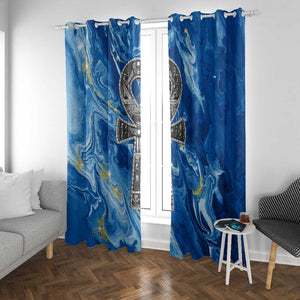 Ankh On Blue Window Curtain Pan African