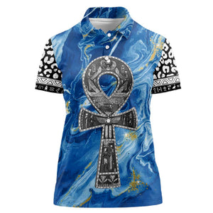 Ankh On Blue Women Polo Shirt Pan African