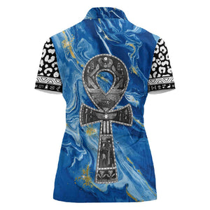 Ankh On Blue Women Polo Shirt Pan African