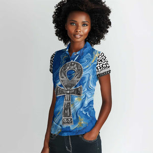 Ankh On Blue Women Polo Shirt Pan African