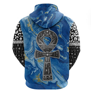 Ankh On Blue Zip Hoodie Pan African