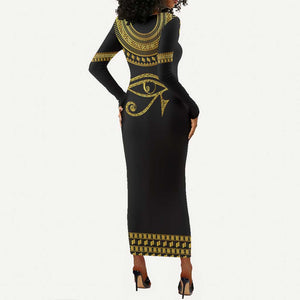 Eyes Of Horus Long Sleeve Bodycon Dress Egyptian Art