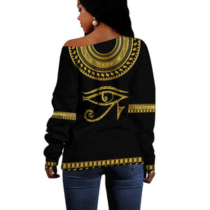 Eyes Of Horus Off Shoulder Sweater Egyptian Art