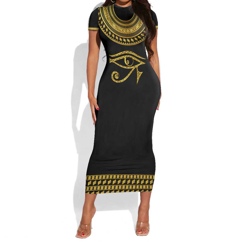 Eyes Of Horus Short Sleeve Bodycon Dress Egyptian Art