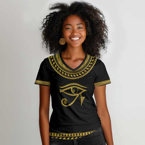 Eyes Of Horus Women V-Neck T-Shirt Egyptian Art