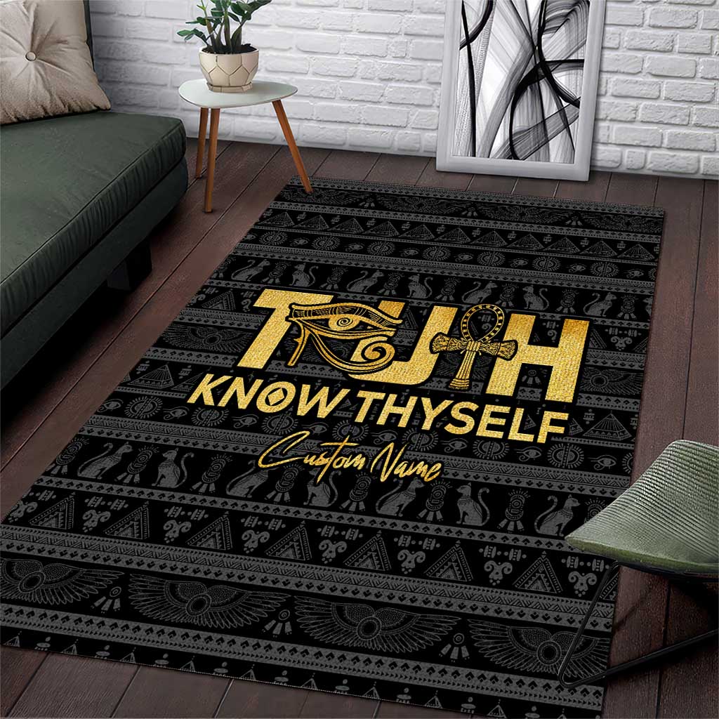 Personalized Truth Know Thyself Area Rug Eye of Horus and Ankh