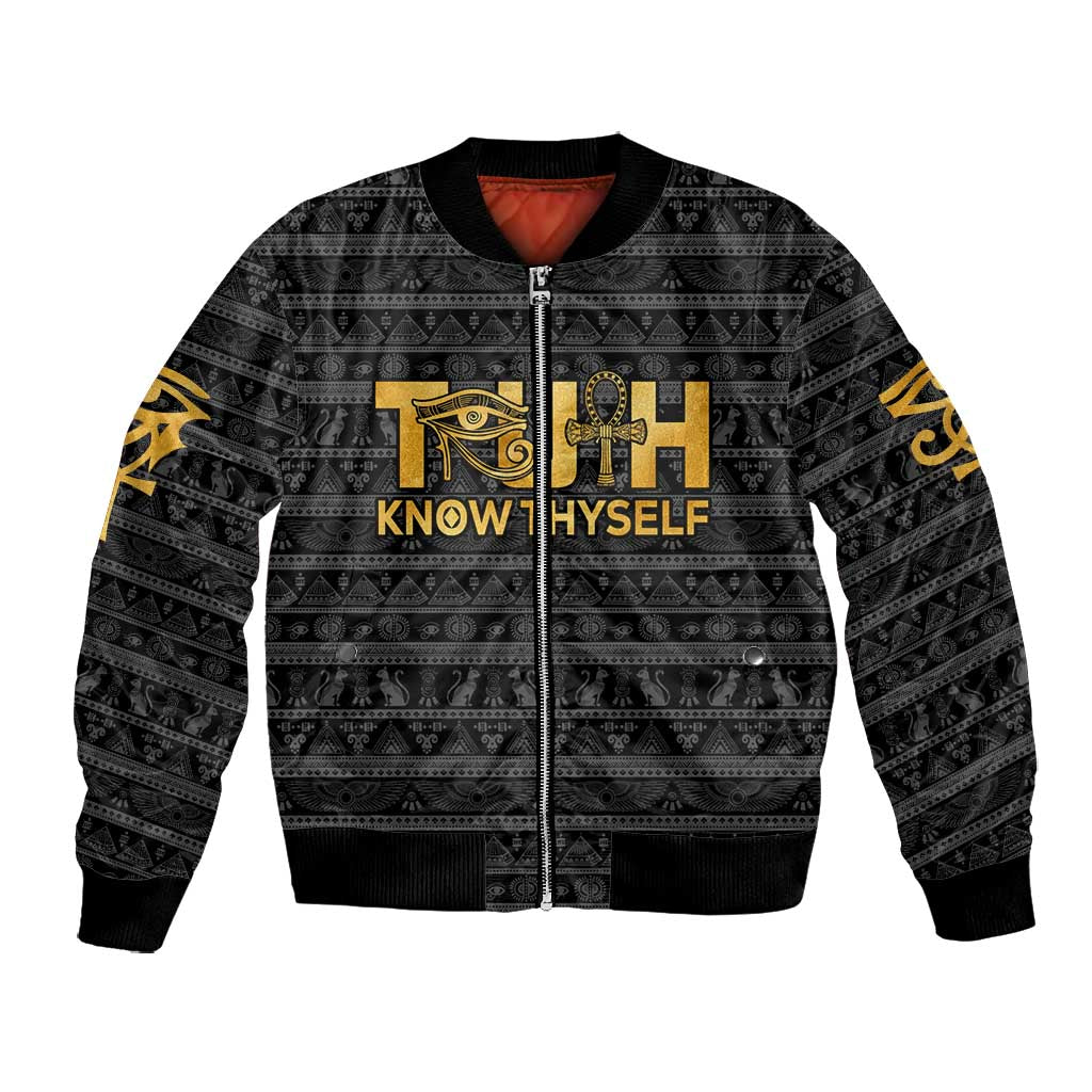 Personalized Truth Know Thyself Bomber Jacket Eye of Horus and Ankh