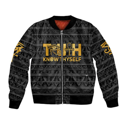 Personalized Truth Know Thyself Bomber Jacket Eye of Horus and Ankh