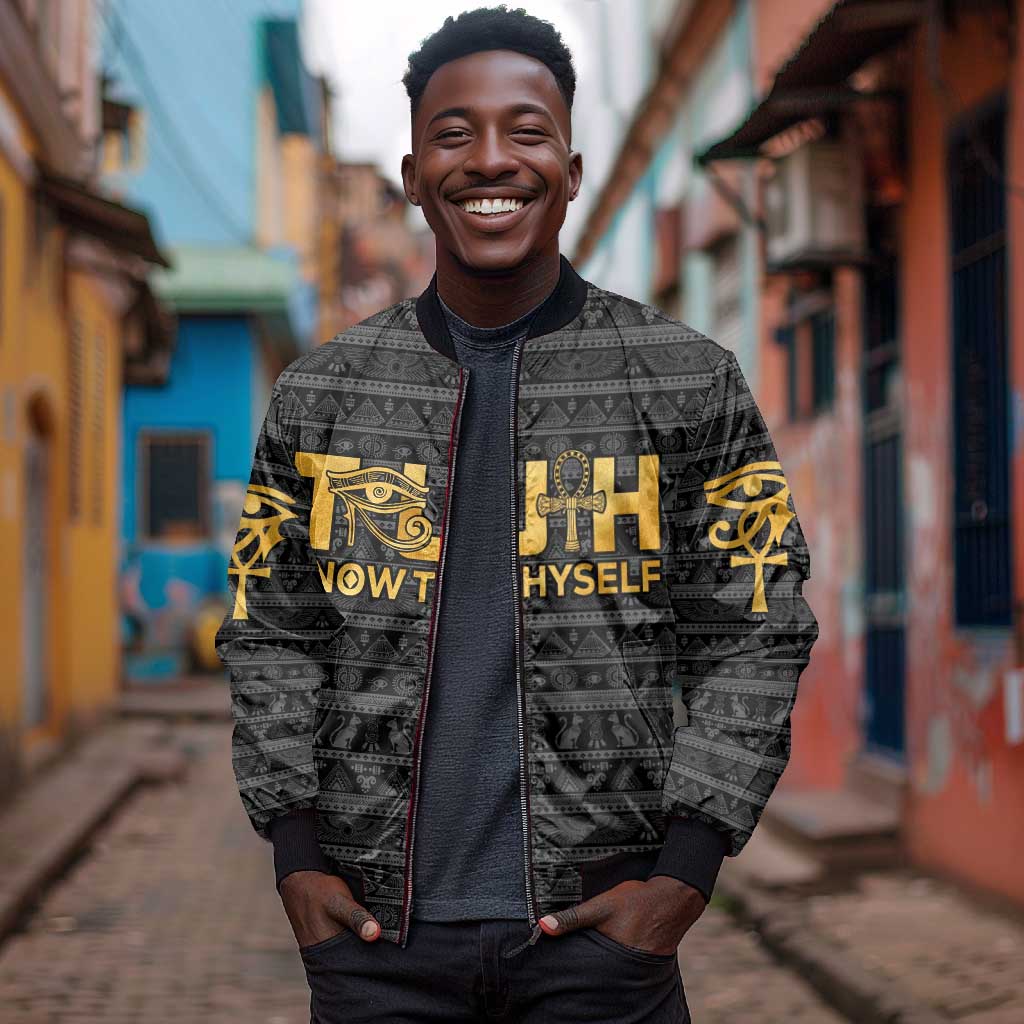 Personalized Truth Know Thyself Bomber Jacket Eye of Horus and Ankh