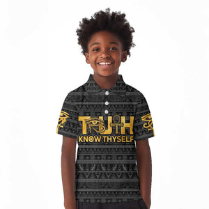 Personalized Truth Know Thyself Kid Polo Shirt Eye of Horus and Ankh