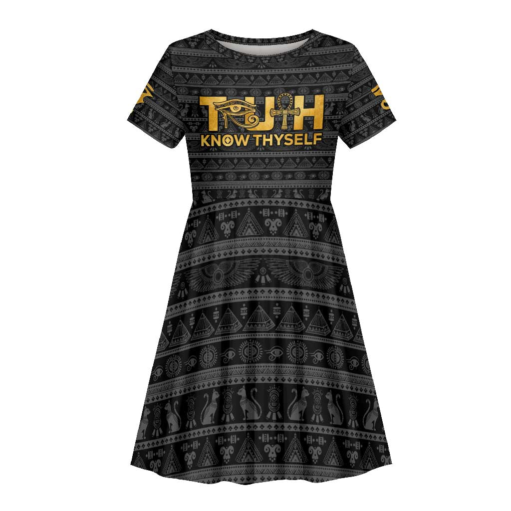 Personalized Truth Know Thyself Kid Short Sleeve Dress Eye of Horus and Ankh