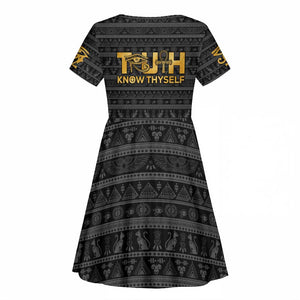 Personalized Truth Know Thyself Kid Short Sleeve Dress Eye of Horus and Ankh