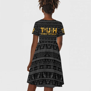 Personalized Truth Know Thyself Kid Short Sleeve Dress Eye of Horus and Ankh