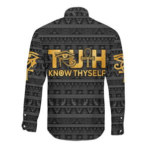 Personalized Truth Know Thyself Long Sleeve Button Shirt Eye of Horus and Ankh